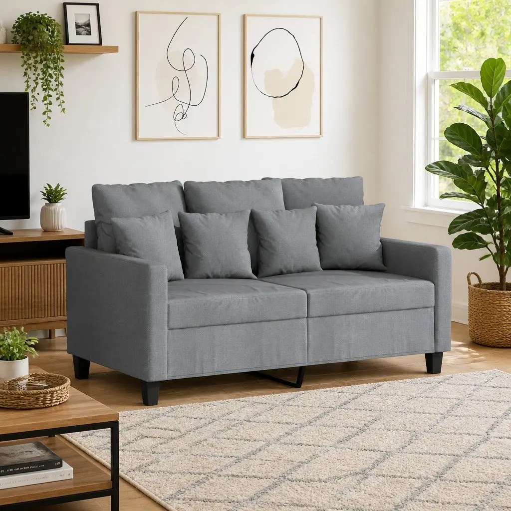 2-Seater Sofa 120cm Light Grey Modern Lounge Couch Fabric Settee