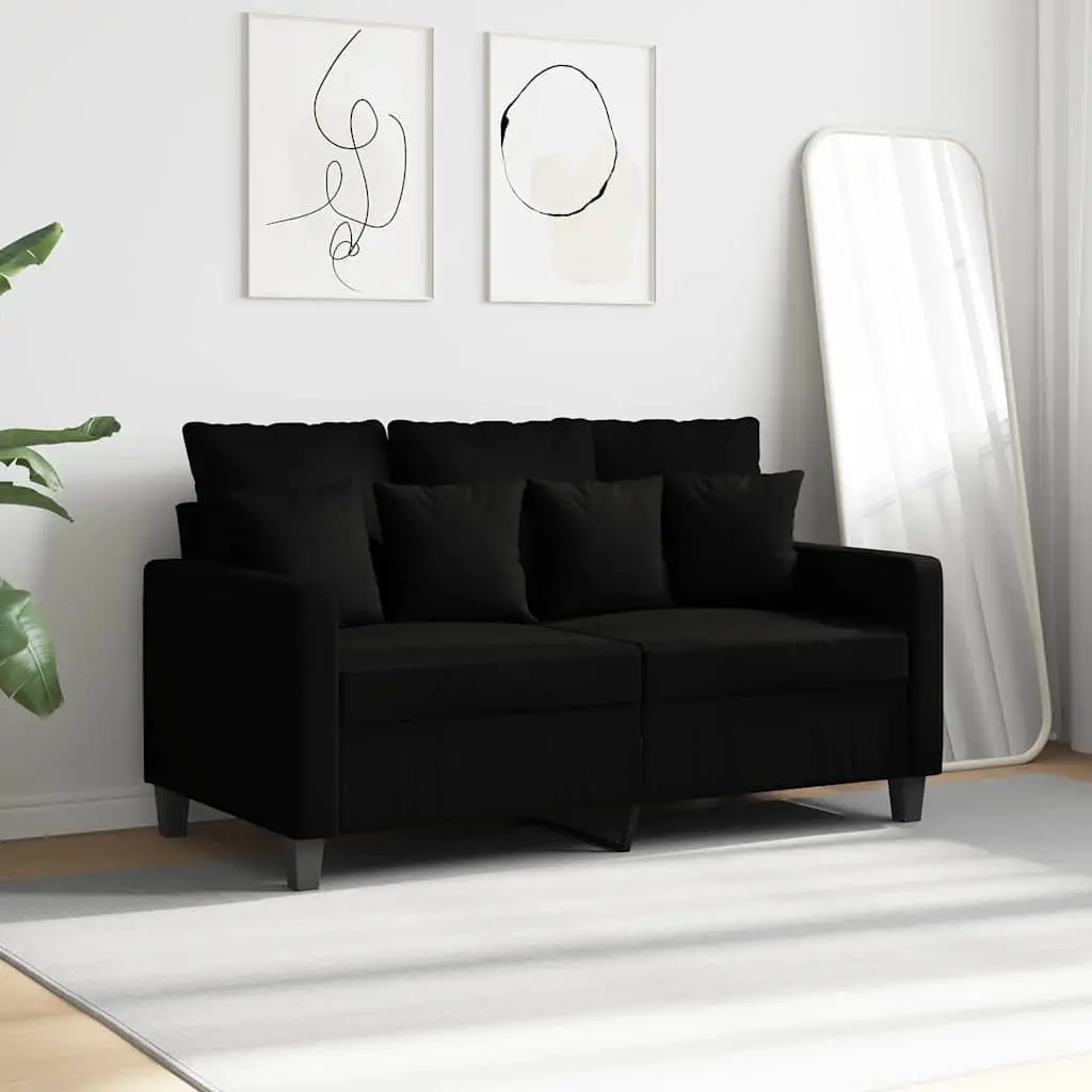 2-Seater Sofa Black 120cm Fabric Couch Living Room Lounge Furniture Settee