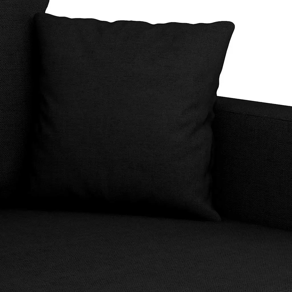 2-Seater Sofa 140cm Black Modern Fabric Lounge Seat