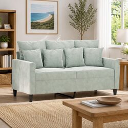 2-Seater Sofa Grey Velvet 120cm Modern Living Room Couch Comfortable Padded