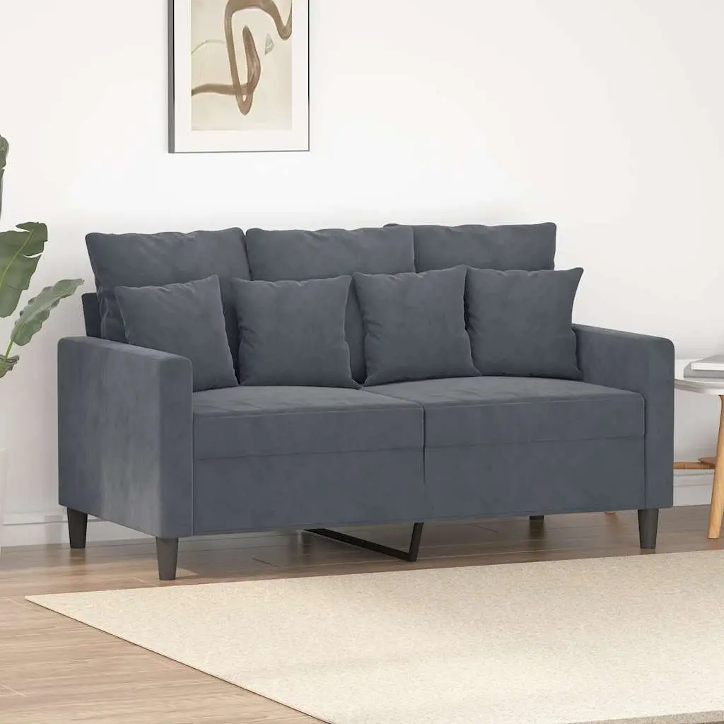 2-Seater Sofa 120cm Grey Velvet Modern Upholstered Couch