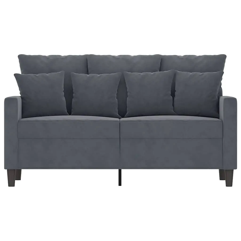 2-Seater Sofa 120cm Grey Velvet Modern Upholstered Couch