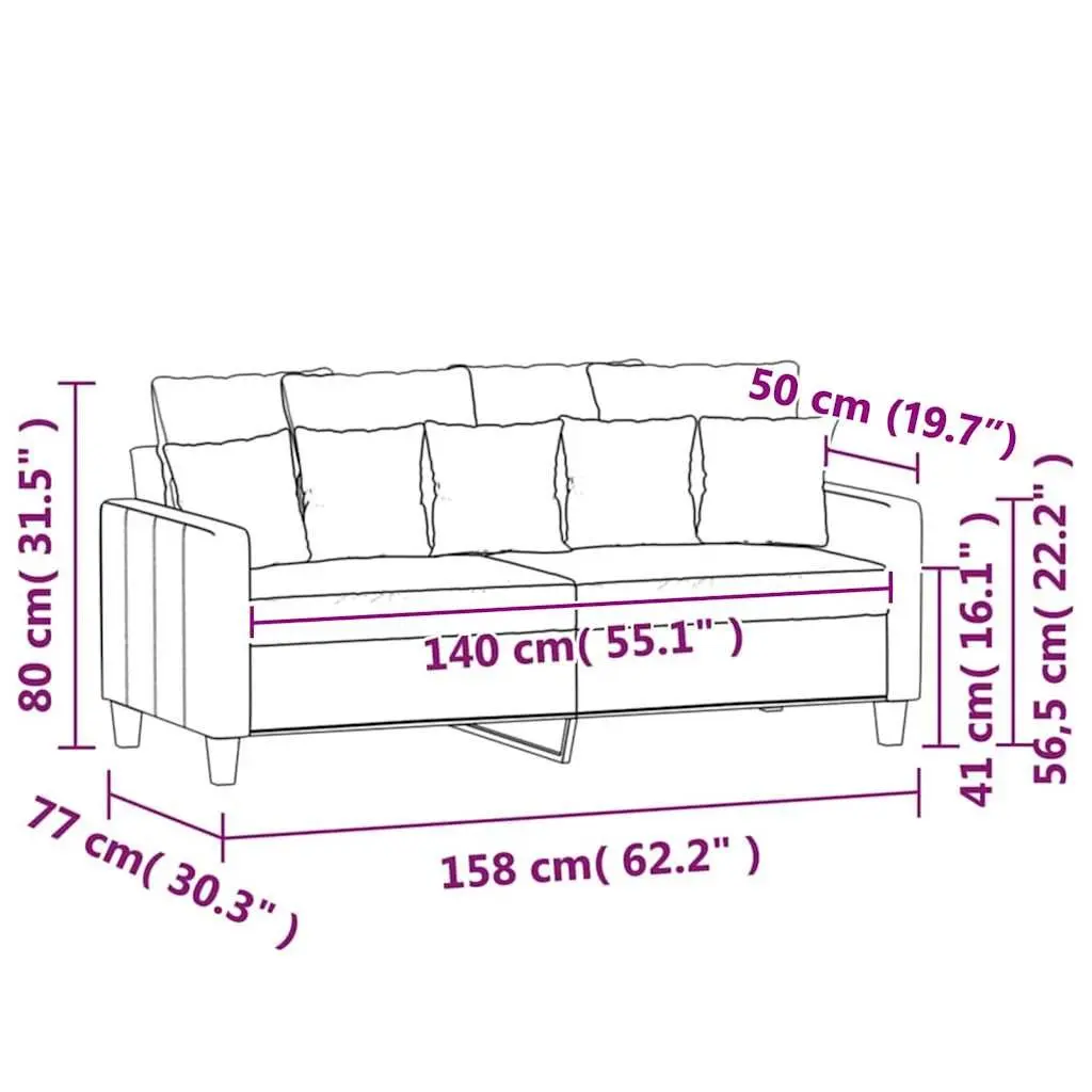 2-Seater Sofa Grey 140cm Velvet Living Room Furniture Modern Couch