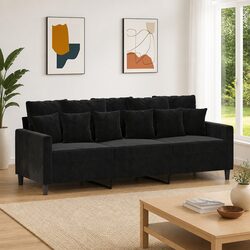 Enhance Your Living Space with a Black Velvet 3-Seater