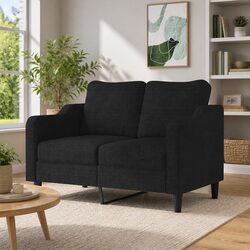 2-Seater Sofa Black Fabric 120cm Modern Living Room Couch Lounge Seat