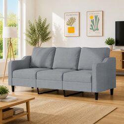 Modern 3-Seater Sofa in Light Grey for Your Living Room