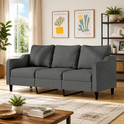 3-Seater Sofa Grey 180cm Fabric Couch Living Room Furniture Lounge Seat