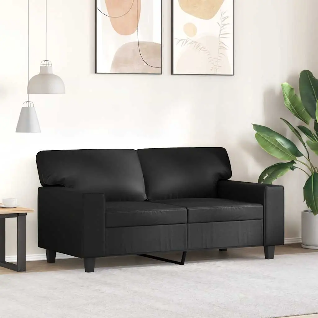 2-Seater Sofa 120cm Black Faux Leather Modern Living Room Couch