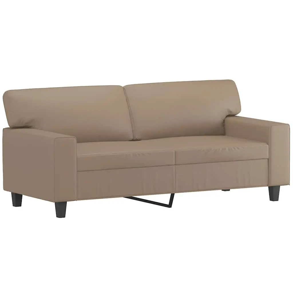 2-Seater Sofa Brown Faux Leather Modern Living Room Couch 140cm Comfortable