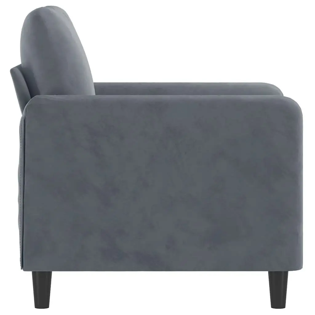 Grey Velvet Sofa Chair 60cm Soft Upholstery Modern Accent Armchair