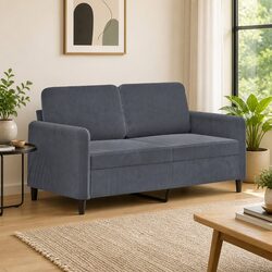 Modern Velvet Upholstered 2-Seater Grey Couch 140cm
