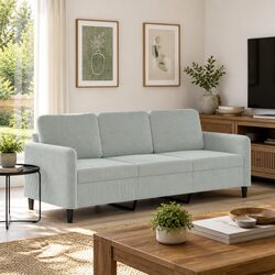 Elevate Your Living Space with This Grey Velvet Sofa