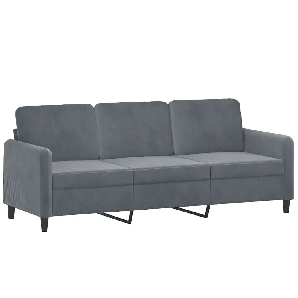 3-Seater Sofa 180cm Grey Velvet Modern Couch