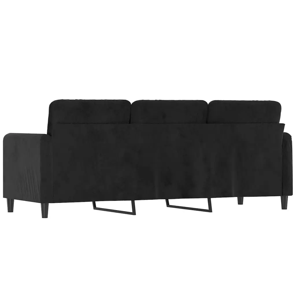 3-Seater Sofa Black 180cm Modern Velvet Padded Armrest Couch