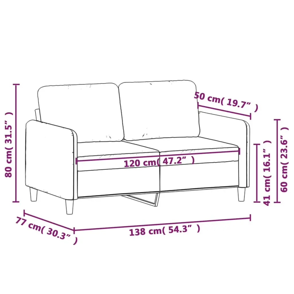 2-Seater Sofa 120cm Grey Fabric Upholstered Lounge Seat