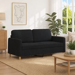 Modern Black Fabric 2-Seater Sofa 140cm for Relaxation