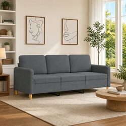Grey Fabric 3-Seater Sofa for a Cozy Living Space