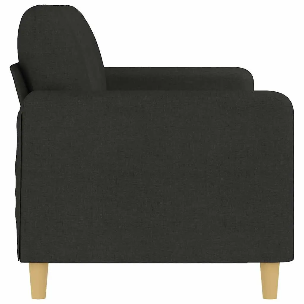 3-Seater Sofa Black Fabric 180cm Upholstered Lounge Seat