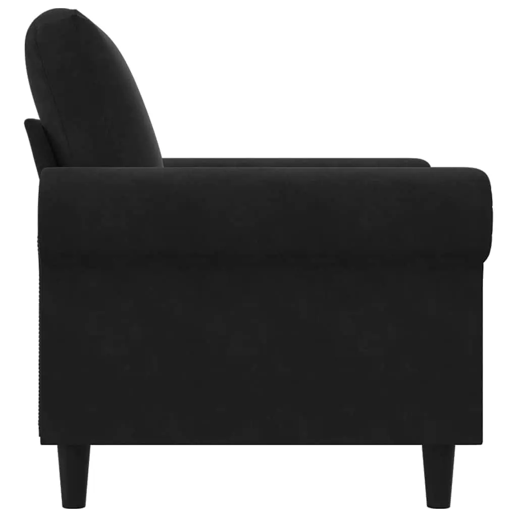 Black Velvet Sofa Chair 60cm Armchair Lounge Seat Padded Furniture Living Room
