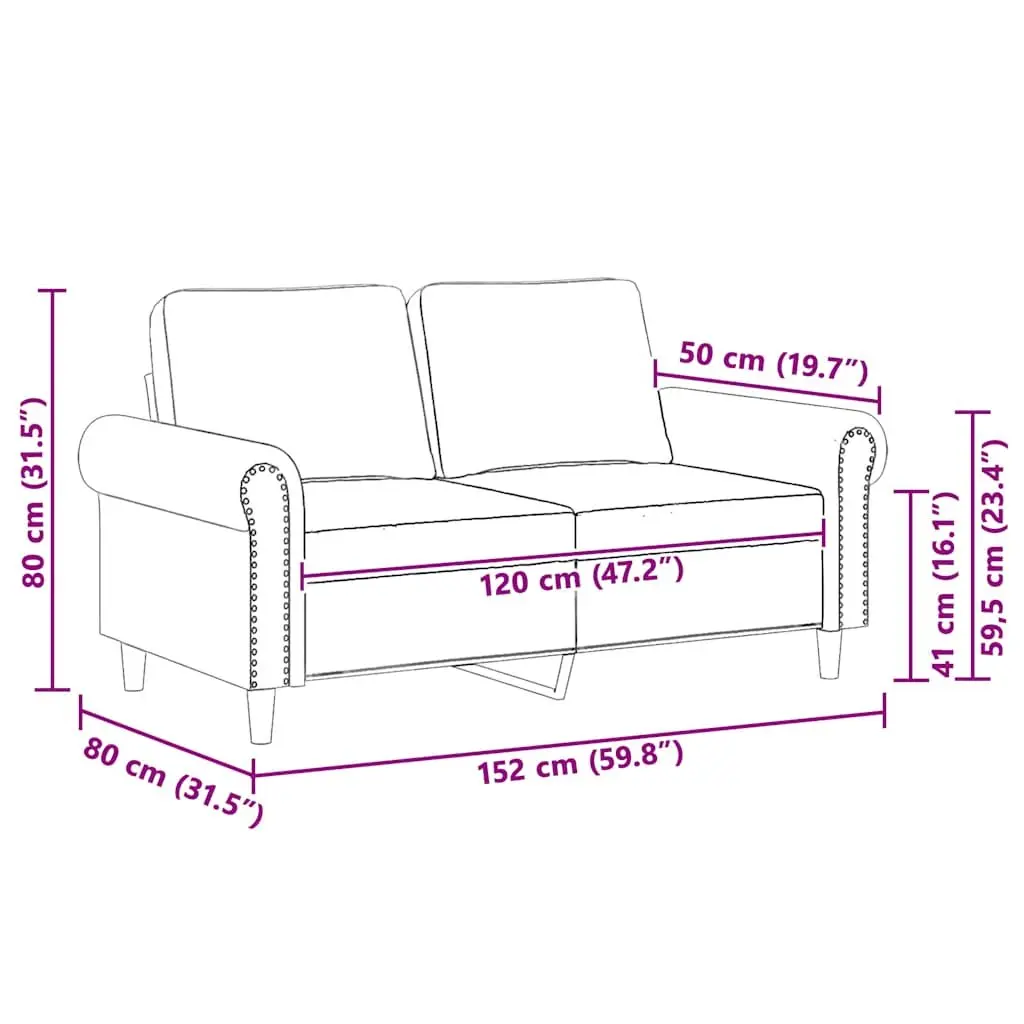 2-Seater Sofa Grey Velvet 120cm Modern Living Room Couch Comfortable Padded
