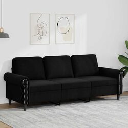 Enhance Your Living Space with a 3-Seater Black Velvet Sofa