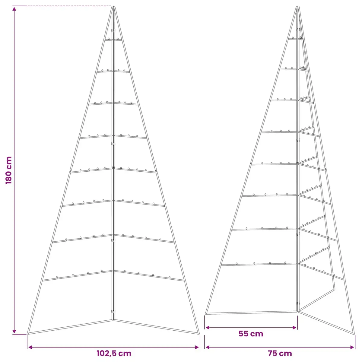 DIY Decoration Metal Tree Frame 180cm Black Sturdy Steel Seasonal Holiday