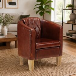 Tub Chair Brown Comfortable Armchair Padded Seat Living Room Furniture Lounge