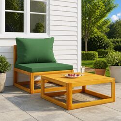 Outdoor Sectional Sofa Set 2 Piece Garden Lounge with Coffee Table Cushions