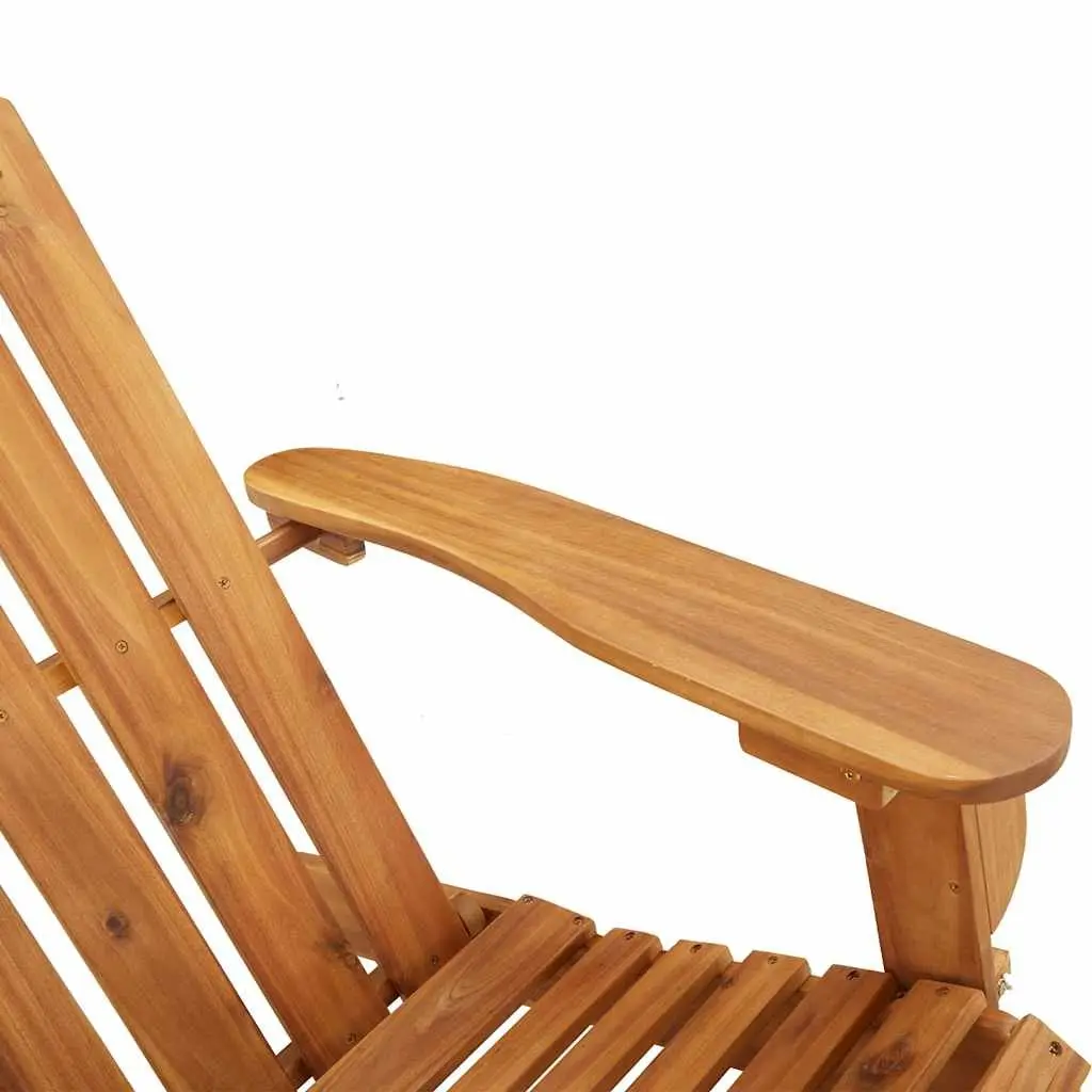 Adirondack Garden Chair Solid Acacia Wood Outdoor Lounger with Footrest