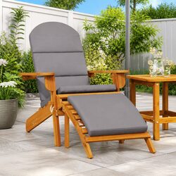 Outdoor Adirondack Chair with Footrest Foldable Garden Lounger Wooden Seat