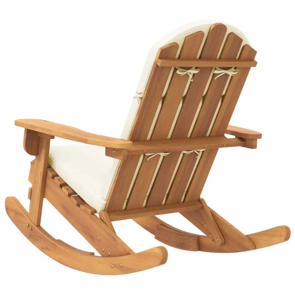 Adirondack Rocking Chair Solid Acacia Wood High Backrest Wide Armrests Outdoor Garden Patio Lounge Seat
