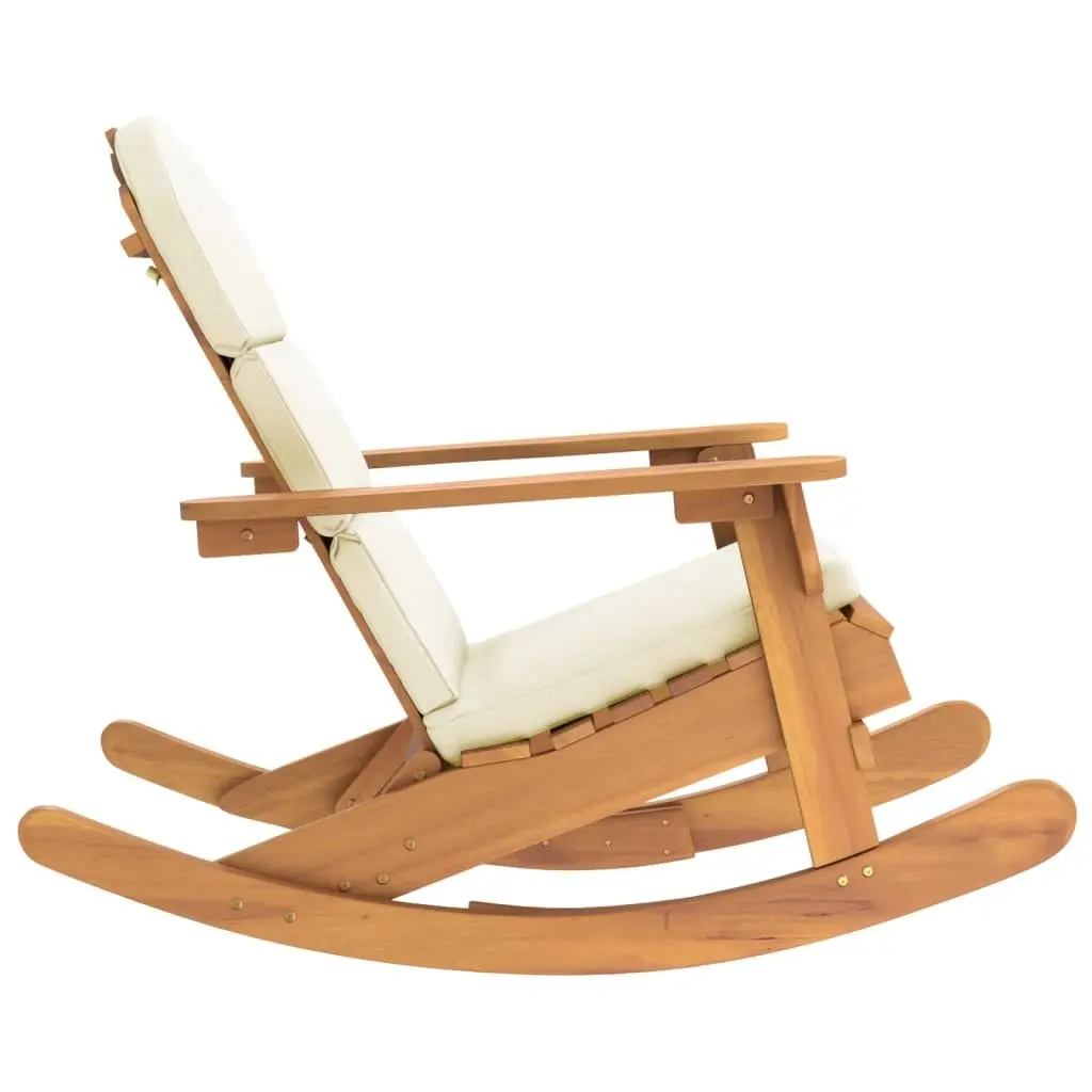 Adirondack Rocking Chair Solid Acacia Wood High Backrest Wide Armrests Outdoor Garden Patio Lounge Seat