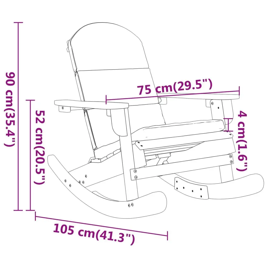 Adirondack Rocking Chair Solid Acacia Wood High Backrest Wide Armrests Outdoor Garden Patio Lounge Seat