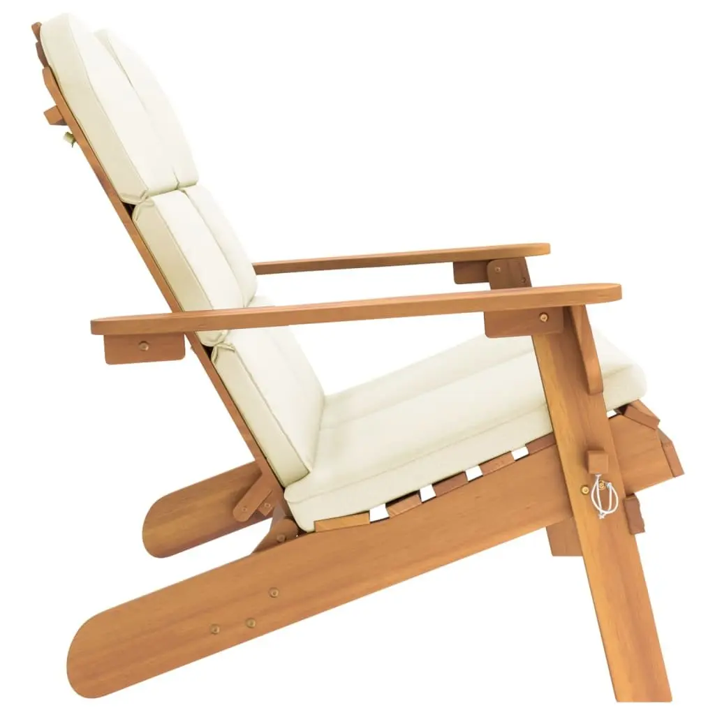 Adirondack Garden Bench 126 cm Solid Wood Outdoor Seating with Cushions Foldable