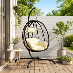 Elevate Your Outdoor Space with a Cream Hanging Egg Chair
