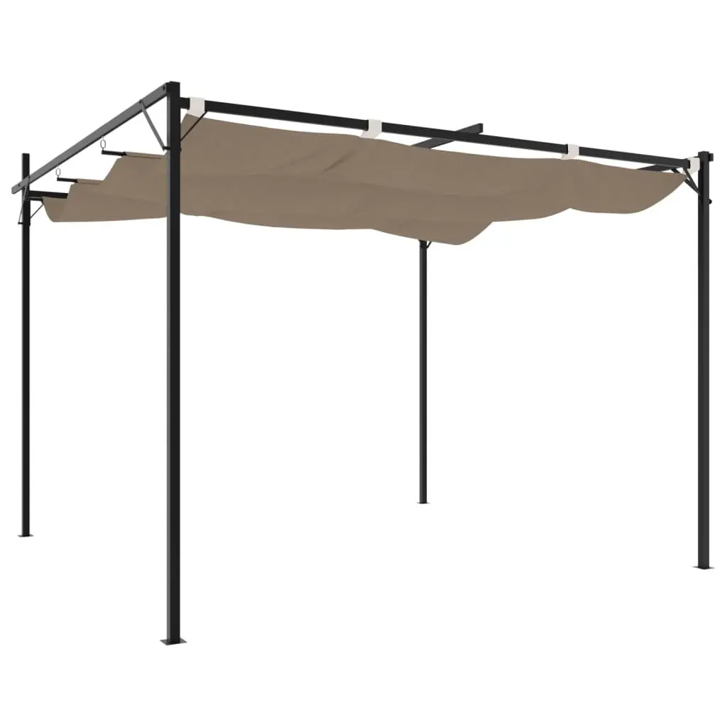 Retractable Roof Pergola Outdoor Garden Gazebo Shade Structure Taupe