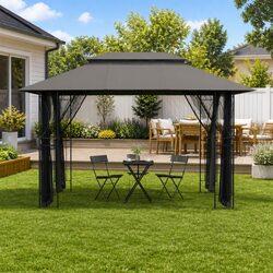 Enhance Your Outdoor Experience with This Anthracite Gazebo