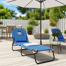 Relaxing Blue Folding Sun Lounger for Your Outdoor Space