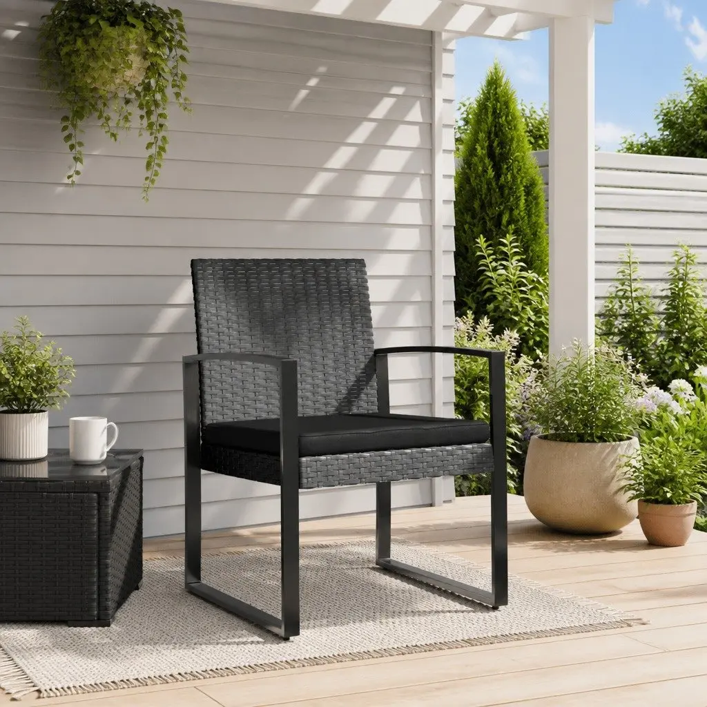 Garden Dining Chairs Set 2 pcs Grey Outdoor Patio Seating with Armrests and Backrest