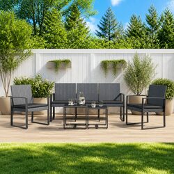 Outdoor 5-Piece Garden Dining Set with Modular Design