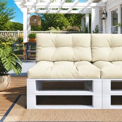 Pallet Cushions 2 pcs Cream Outdoor Garden Sofa Seat Pads Soft Comfortable
