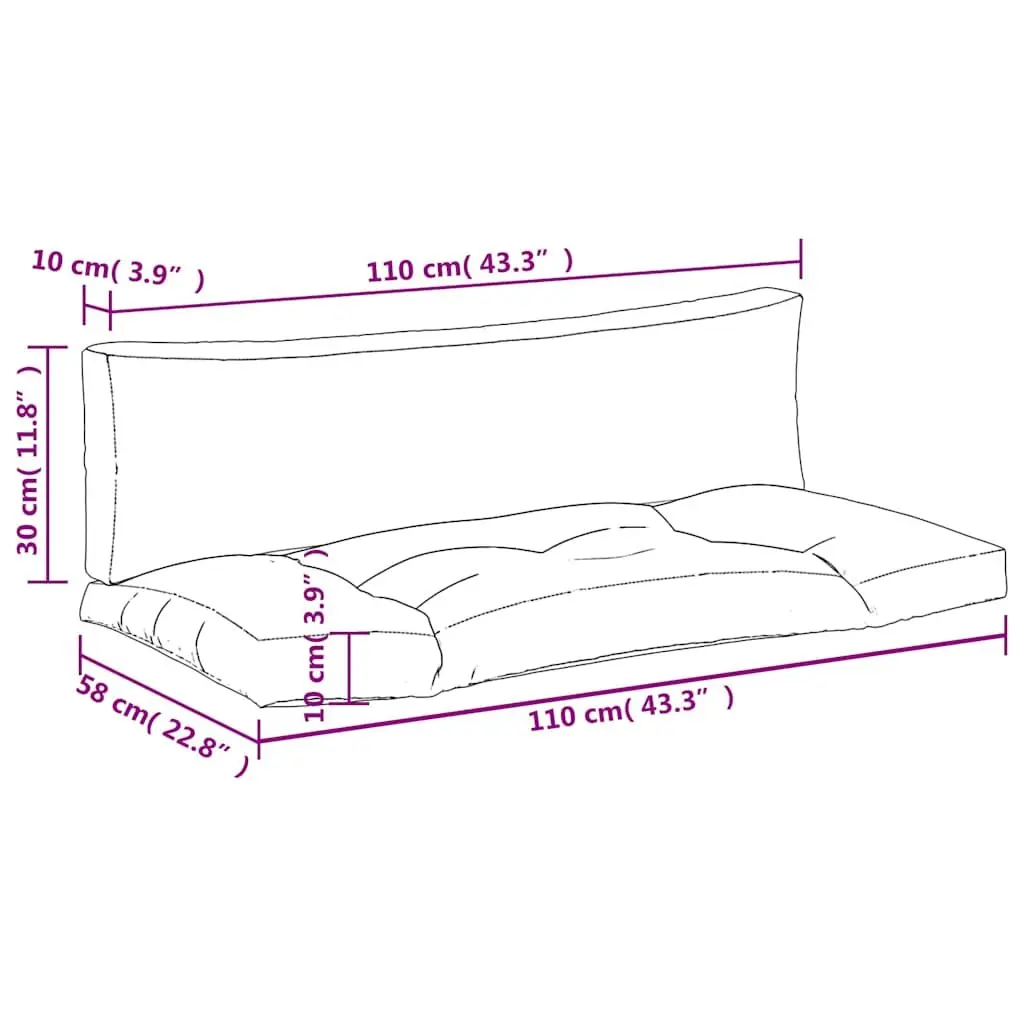 Pallet Cushions 2 pcs Black Outdoor Indoor Garden Sofa Seat Pad Comfort Filling