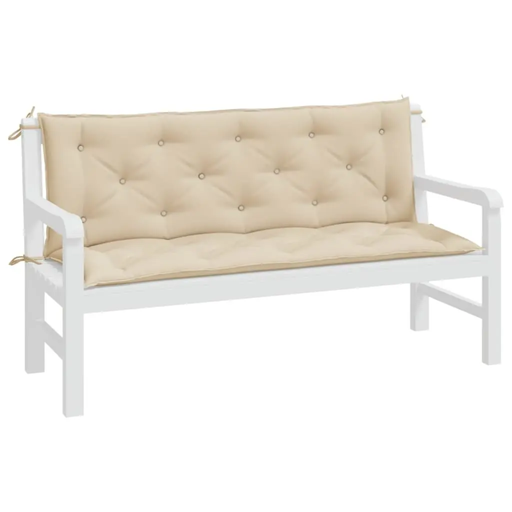 Garden Bench Cushions 2 Pieces Oxford Fabric Beige Water-Resistant Non-Slip