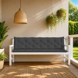 Set of 2 Anthracite Garden Bench Cushions for Outdoor Use