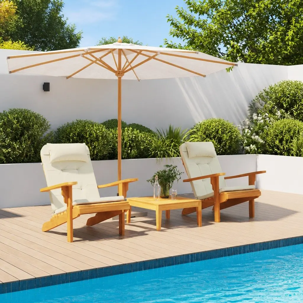 Adirondack Chair Cushions 2 pcs Cream Oxford Fabric Outdoor Water-Resistant Non-Slip