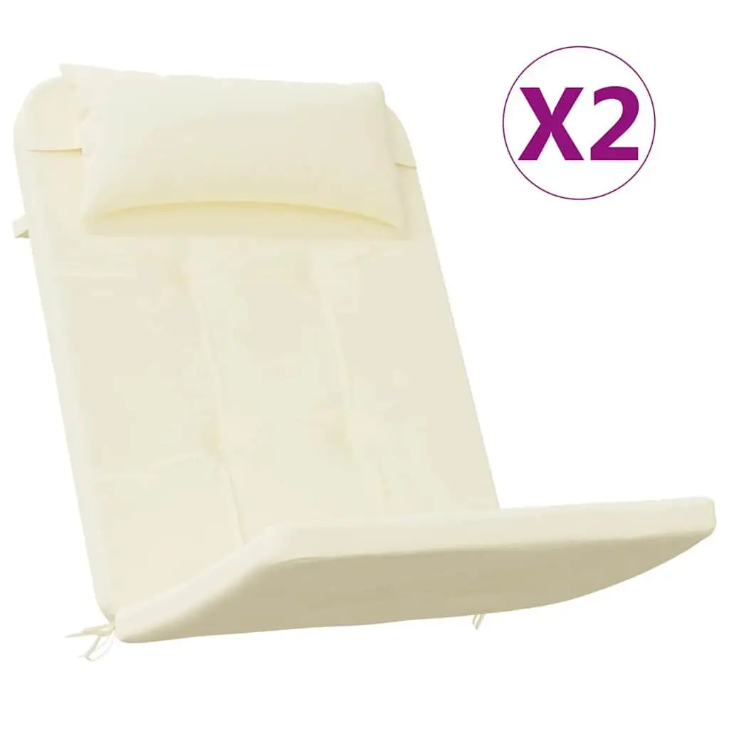 Adirondack Chair Cushions 2 pcs Cream Oxford Fabric Outdoor Water-Resistant Non-Slip