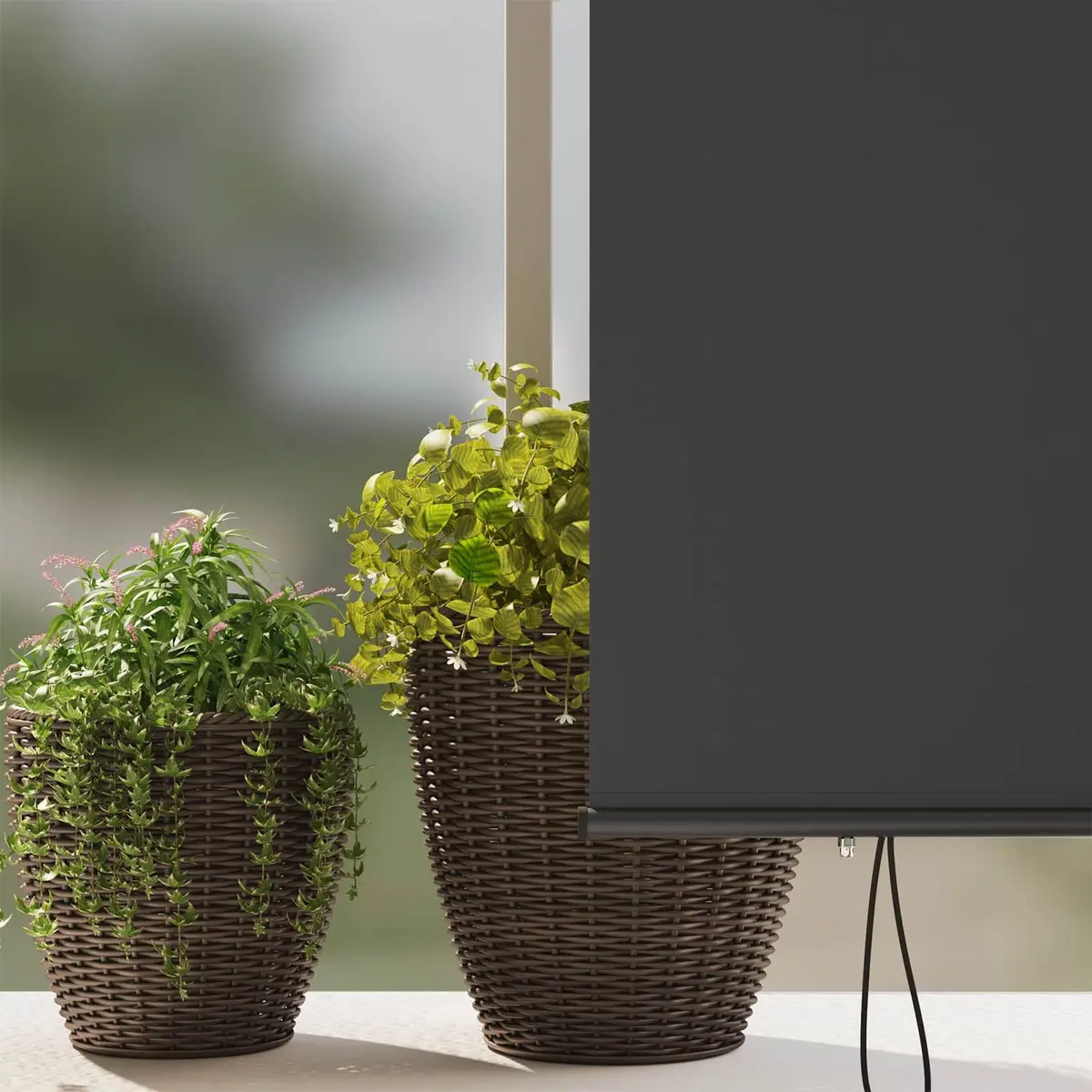Outdoor Roller Blind 180 x 250 cm UV Protection Manual Hand Crank