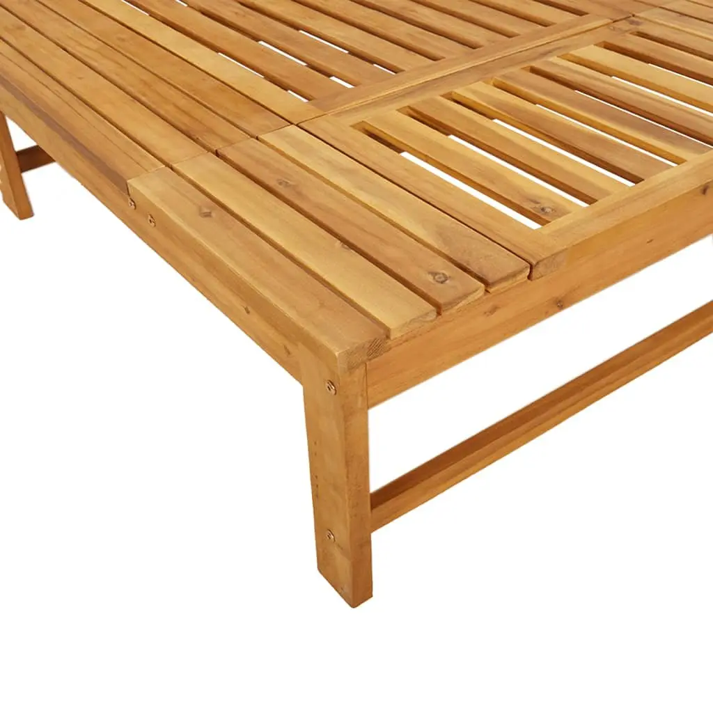 Wooden Sun Lounger Outdoor Reclining Chair Adjustable Backrest with Cushion