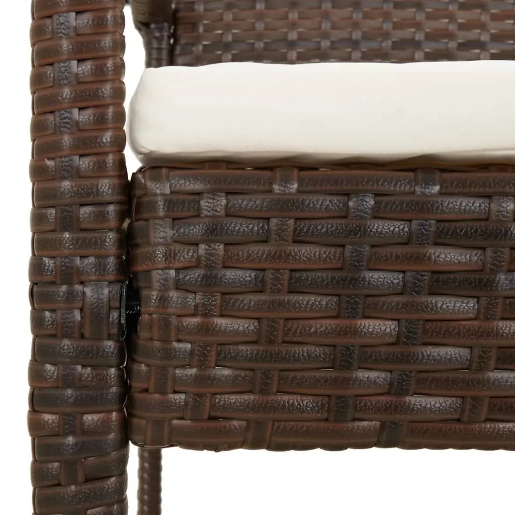 Garden Bench 105cm with Cushion Brown Outdoor Seating Poly Rattan