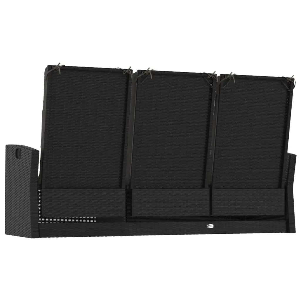 Reclining Garden Bench 173cm Adjustable Backrest with Cushions Black